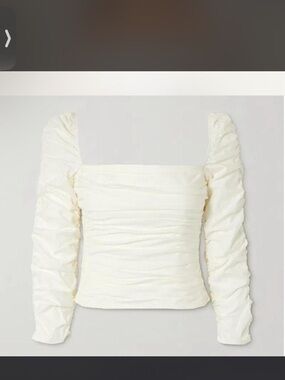 reformation size 0 white / cream Square-Neck Ruched Long Sleeve Top